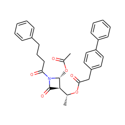 CC(=O)O[C@@H]1[C@@H]([C@@H](C)OC(=O)Cc2ccc(-c3ccccc3)cc2)C(=O)N1C(=O)CCCc1ccccc1 ZINC000049678446