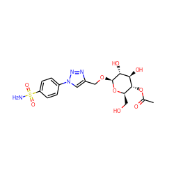 CC(=O)O[C@@H]1[C@@H](CO)O[C@@H](OCc2cn(-c3ccc(S(N)(=O)=O)cc3)nn2)[C@H](O)[C@H]1O ZINC000040893664