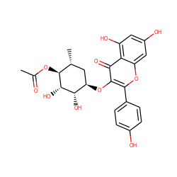 CC(=O)O[C@@H]1[C@@H](O)[C@@H](O)[C@H](Oc2c(-c3ccc(O)cc3)oc3cc(O)cc(O)c3c2=O)C[C@H]1C ZINC000144449632