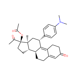 CC(=O)O[C@]1(C(C)=O)CC[C@H]2[C@@H]3CCC4=CC(=O)CCC4=C3[C@@H](c3ccc(N(C)C)cc3)C[C@@]21C ZINC000003920657