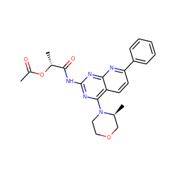 CC(=O)O[C@H](C)C(=O)Nc1nc(N2CCOC[C@@H]2C)c2ccc(-c3ccccc3)nc2n1 ZINC000139404262