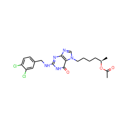 CC(=O)O[C@H](C)CCCCn1cnc2nc(NCc3ccc(Cl)c(Cl)c3)[nH]c(=O)c21 ZINC000028346717