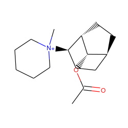 CC(=O)O[C@H]1[C@H]2CC[C@H]1[C@H]([N+]1(C)CCCCC1)CC2 ZINC000100741744