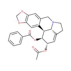 CC(=O)O[C@H]1C=C2CCN3Cc4cc5c(cc4[C@H]([C@@H]1OC(=O)c1ccccc1)[C@@H]23)OCO5 ZINC000058591674