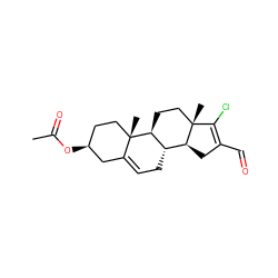 CC(=O)O[C@H]1CC[C@@]2(C)C(=CC[C@H]3[C@@H]4CC(C=O)=C(Cl)[C@@]4(C)CC[C@@H]32)C1 ZINC000038933906