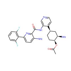 CC(=O)O[C@H]1CC[C@@H](c2ccncc2NC(=O)c2nc(-c3c(F)cccc3F)ccc2N)C[C@H]1N ZINC000140145953