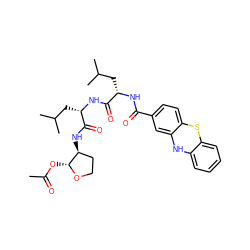 CC(=O)O[C@H]1OCC[C@@H]1NC(=O)[C@H](CC(C)C)NC(=O)[C@H](CC(C)C)NC(=O)c1ccc2c(c1)Nc1ccccc1S2 ZINC000028572005