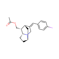 CC(=O)OC[C@@H]1[C@H]2C[C@H]3CC[C@H]1N3C/C2=C\c1ccc(I)cc1 ZINC000253690407