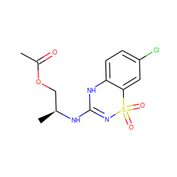 CC(=O)OC[C@H](C)NC1=NS(=O)(=O)c2cc(Cl)ccc2N1 ZINC000073198266