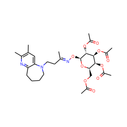 CC(=O)OC[C@H]1O[C@@H](O/N=C(\C)CCN2CCCCc3nc(C)c(C)cc32)[C@H](OC(C)=O)[C@@H](OC(C)=O)[C@H]1OC(C)=O ZINC000008035670