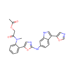 CC(=O)OCC(=O)N(C)c1ccccc1-c1cnc(Nc2ccc3c(-c4cnco4)c[nH]c3c2)o1 ZINC000013534811