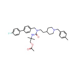 CC(=O)OCC(C)(C)NC(=O)N(CCC1CCN(Cc2ccc(C)cc2)CC1)Cc1ccc(-c2ccc(F)cc2)cc1 ZINC000028874298