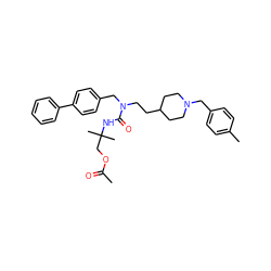 CC(=O)OCC(C)(C)NC(=O)N(CCC1CCN(Cc2ccc(C)cc2)CC1)Cc1ccc(-c2ccccc2)cc1 ZINC000028874327