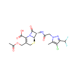 CC(=O)OCC1=C(C(=O)O)N2C(=O)[C@H](NC(=O)Cn3nc(C(F)F)c(Cl)c3C)[C@H]2SC1 ZINC000009431481