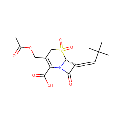 CC(=O)OCC1=C(C(=O)O)N2C(=O)C(=C=CC(C)(C)C)[C@H]2S(=O)(=O)C1 ZINC000003918658