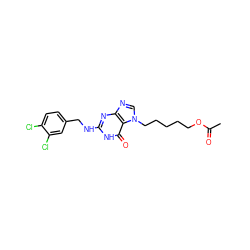 CC(=O)OCCCCCn1cnc2nc(NCc3ccc(Cl)c(Cl)c3)[nH]c(=O)c21 ZINC000028338489