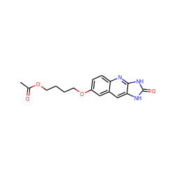 CC(=O)OCCCCOc1ccc2nc3[nH]c(=O)[nH]c3cc2c1 ZINC000013725697