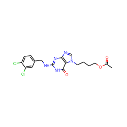 CC(=O)OCCCCn1cnc2nc(NCc3ccc(Cl)c(Cl)c3)[nH]c(=O)c21 ZINC000028356629