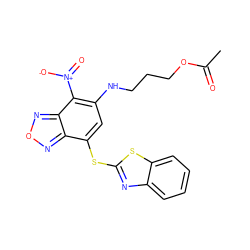 CC(=O)OCCCNc1cc(Sc2nc3ccccc3s2)c2nonc2c1[N+](=O)[O-] ZINC000008656557