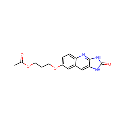 CC(=O)OCCCOc1ccc2nc3[nH]c(=O)[nH]c3cc2c1 ZINC000013725693