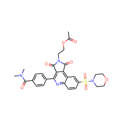 CC(=O)OCCN1C(=O)c2c(-c3ccc(C(=O)N(C)C)cc3)nc3ccc(S(=O)(=O)N4CCOCC4)cc3c2C1=O ZINC000014947191