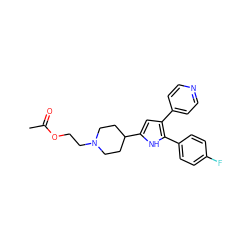 CC(=O)OCCN1CCC(c2cc(-c3ccncc3)c(-c3ccc(F)cc3)[nH]2)CC1 ZINC000028528824