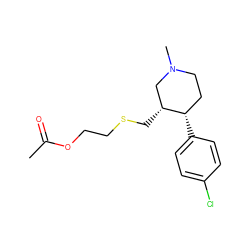 CC(=O)OCCSC[C@@H]1CN(C)CC[C@@H]1c1ccc(Cl)cc1 ZINC000013677528