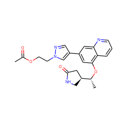 CC(=O)OCCn1cc(-c2cc(O[C@H](C)[C@H]3CNC(=O)C3)c3cccnc3c2)cn1 ZINC000146282988