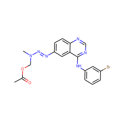 CC(=O)OCN(C)/N=N/c1ccc2ncnc(Nc3cccc(Br)c3)c2c1 ZINC000013531079