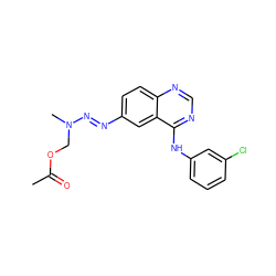 CC(=O)OCN(C)/N=N/c1ccc2ncnc(Nc3cccc(Cl)c3)c2c1 ZINC000045287661