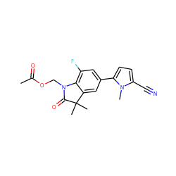 CC(=O)OCN1C(=O)C(C)(C)c2cc(-c3ccc(C#N)n3C)cc(F)c21 ZINC000029133805