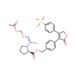 CC(=O)OCO/N=[N+](/[O-])N1CCC[C@@H]1C(=O)OCc1ccc(C2=C(c3ccc(S(C)(=O)=O)cc3)COC2=O)cc1 ZINC000072170834