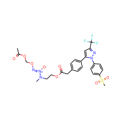 CC(=O)OCO/N=[N+](\[O-])N(C)CCOC(=O)Cc1ccc(-c2cc(C(F)(F)F)nn2-c2ccc(S(C)(=O)=O)cc2)cc1 ZINC000049679060