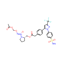 CC(=O)OCO/N=[N+](\[O-])N1CCC[C@H]1COC(=O)Cc1ccc(-c2cc(C(F)(F)F)nn2-c2ccc(S(N)(=O)=O)cc2)cc1 ZINC000049680083