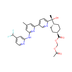 CC(=O)OCOC(=O)[C@H]1CC[C@H]([C@@](C)(O)c2ccc(-c3cc(C)cc(Nc4cc(C(F)F)ccn4)n3)cn2)CC1 ZINC001772588845