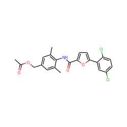 CC(=O)OCc1cc(C)c(NC(=O)c2ccc(-c3cc(Cl)ccc3Cl)o2)c(C)c1 ZINC000071341431