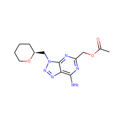 CC(=O)OCc1nc(N)c2nnn(C[C@@H]3CCCCO3)c2n1 ZINC000084688177