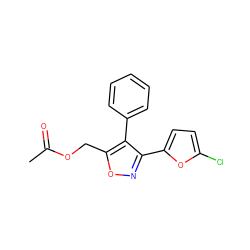 CC(=O)OCc1onc(-c2ccc(Cl)o2)c1-c1ccccc1 ZINC000096909035