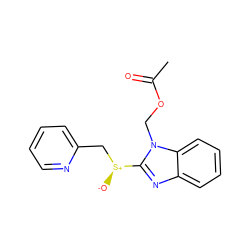 CC(=O)OCn1c([S@@+]([O-])Cc2ccccn2)nc2ccccc21 ZINC000013820736