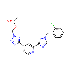 CC(=O)OCn1nnc(-c2ccnc(-c3cn(Cc4ccccc4Cl)cn3)c2)n1 ZINC000225939224