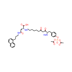 CC(=O)OP(=O)(OC(C)=O)Oc1ccc(C[C@H](N)C(=O)CC(=O)CCCCCCN[C@@H](CC(=O)NCCCc2cccc3ccccc23)C(=O)O)cc1 ZINC000095542290