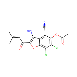 CC(=O)Oc1c(Cl)c(Cl)c2oc(C(=O)C=C(C)C)c(N)c2c1C#N ZINC000071318491