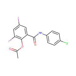 CC(=O)Oc1c(I)cc(I)cc1C(=O)Nc1ccc(Cl)cc1 ZINC000004215387