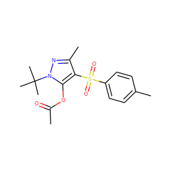 CC(=O)Oc1c(S(=O)(=O)c2ccc(C)cc2)c(C)nn1C(C)(C)C ZINC000004111059