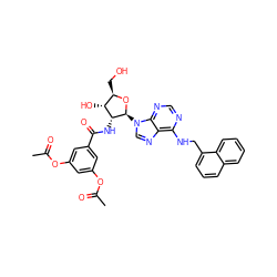 CC(=O)Oc1cc(OC(C)=O)cc(C(=O)N[C@@H]2[C@H](O)[C@@H](CO)O[C@H]2n2cnc3c(NCc4cccc5ccccc45)ncnc32)c1 ZINC000026186167