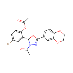 CC(=O)Oc1ccc(Br)cc1[C@@H]1OC(c2ccc3c(c2)OCCO3)=NN1C(C)=O ZINC000073198872