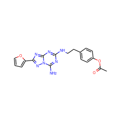 CC(=O)Oc1ccc(CCNc2nc(N)n3nc(-c4ccco4)nc3n2)cc1 ZINC000096908211