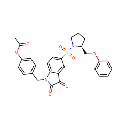 CC(=O)Oc1ccc(CN2C(=O)C(=O)c3cc(S(=O)(=O)N4CCC[C@H]4COc4ccccc4)ccc32)cc1 ZINC000014947177