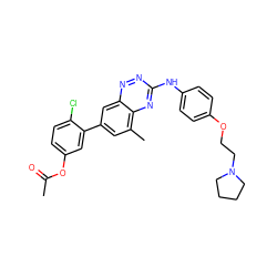 CC(=O)Oc1ccc(Cl)c(-c2cc(C)c3nc(Nc4ccc(OCCN5CCCC5)cc4)nnc3c2)c1 ZINC000029136047