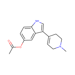 CC(=O)Oc1ccc2[nH]cc(C3=CCN(C)CC3)c2c1 ZINC000013731834